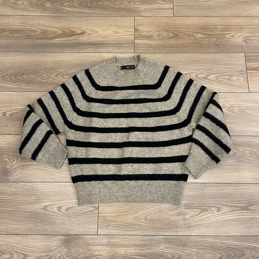Mango Tan & Black Stripped Sweater